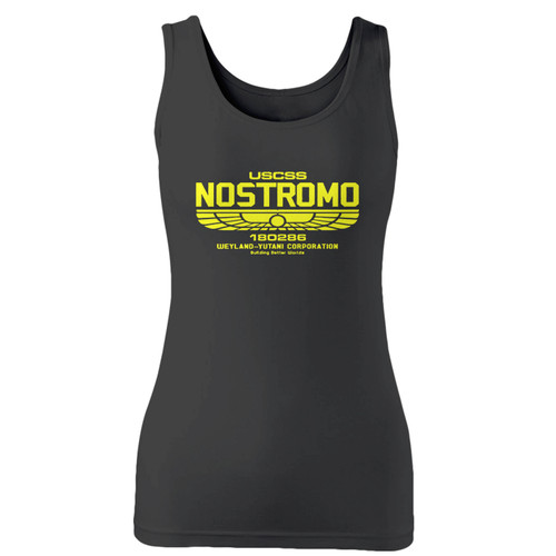 High quality print of this slim fit alien inspired uscss nostromo weyland yutani women tank top will turn heads. And bystanders won't be disappointed - the racerback cut looks good one any woman's shoulders.