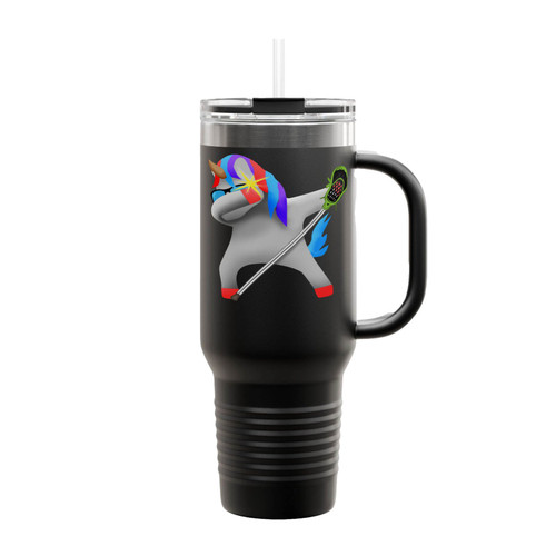 Dabbing Unicorn Funny Lacrosse Insulated Travel Mug