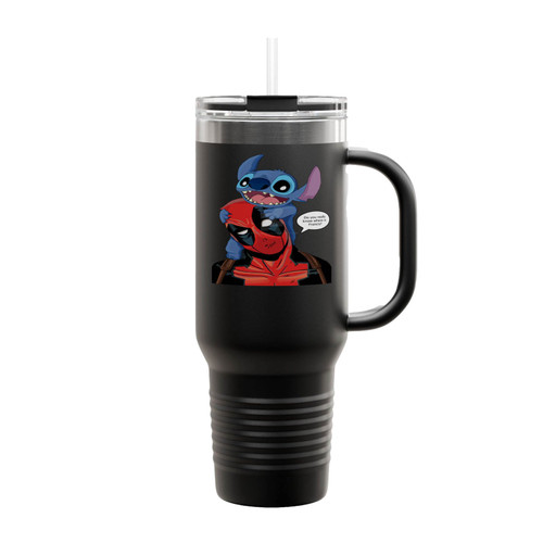 Deadpool And Stitch Super Hero Marvel Insulated Travel Mug