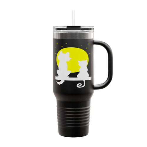 Dog And Cat Moon Insulated Travel Mug