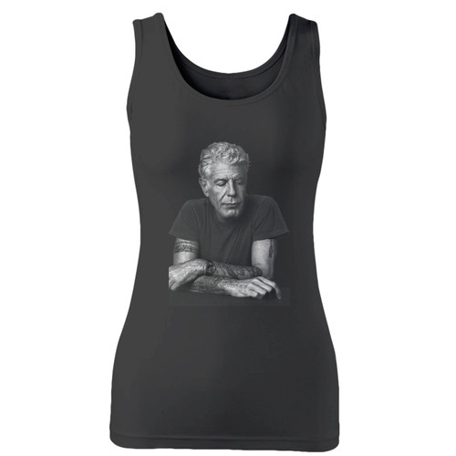 High quality print of this slim fit anthony bourdain celebrity chef women tank top will turn heads. And bystanders won't be disappointed - the racerback cut looks good one any woman's shoulders. High quality print of this slim fit anthony bourdain celebrity chef women tank top will turn heads. And bystanders won't be disappointed - the racerback cut looks good one any woman's shoulders.