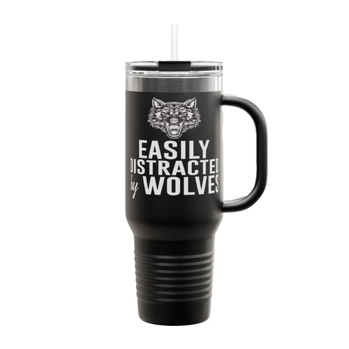 Easily Distracted By Wolves Insulated Travel Mug