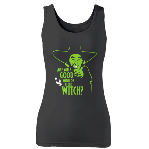 High quality print of this slim fit are you a good witch or a bad witch women tank top will turn heads. And bystanders won't be disappointed - the racerback cut looks good one any woman's shoulders.