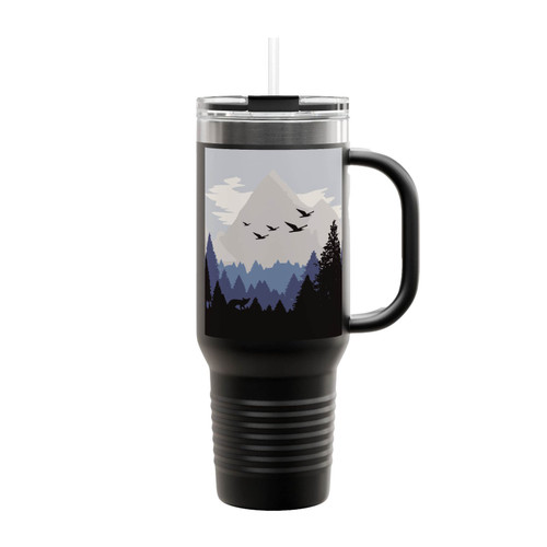 Flat Cold Blue Mountains Insulated Travel Mug