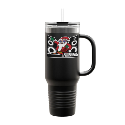 Funny Christmas Dj Deejay Santa Claus Insulated Travel Mug
