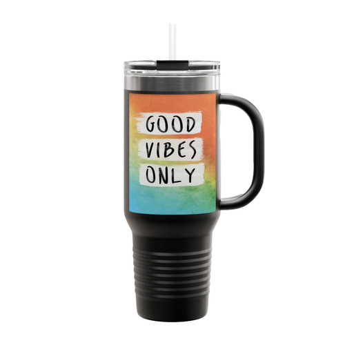 Good Vibes Only Watercolor Insulated Travel Mug