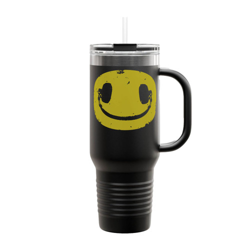 Headphone Smiley Face Insulated Travel Mug