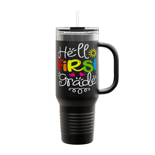 Hello First Grade Insulated Travel Mug