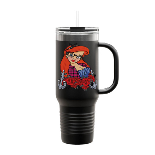 Hipster Mermaid Ariel Insulated Travel Mug