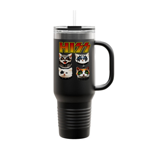 Hiss Cat Music Lovers Funny Spoof Insulated Travel Mug