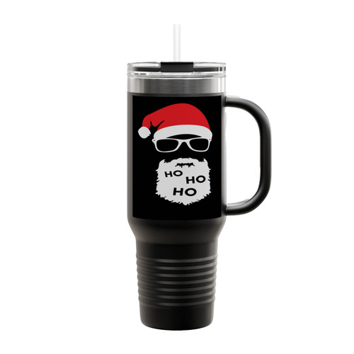 Ho Ho Ho Santa Hat Goggles Insulated Travel Mug
