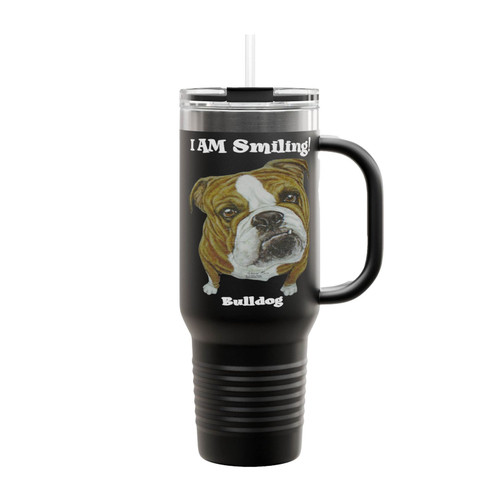 I Am Smiling Bulldog Insulated Travel Mug