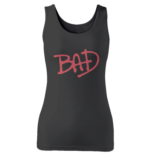 High quality print of this slim fit bad michael jackson women tank top will turn heads. And bystanders won't be disappointed - the racerback cut looks good one any woman's shoulders.