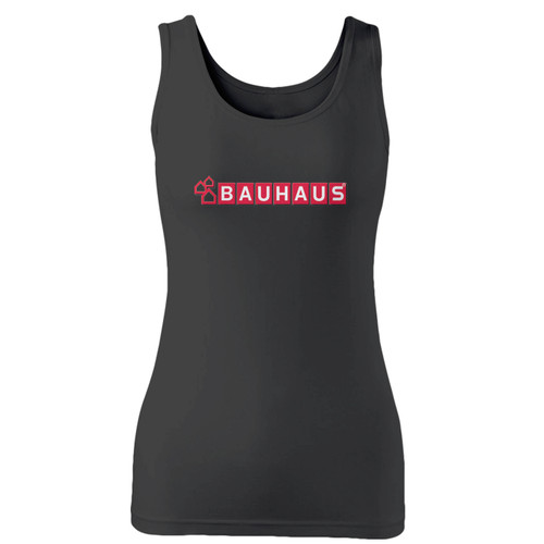 High quality print of this slim fit bauhaus emblem logo women tank top will turn heads. And bystanders won't be disappointed - the racerback cut looks good one any woman's shoulders.