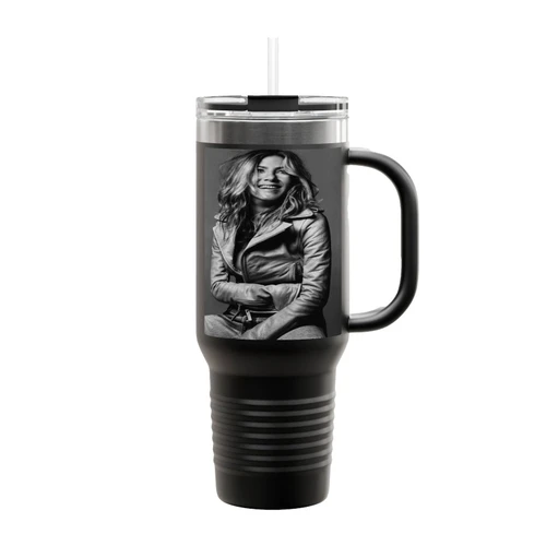 Jennifer Aniston Black And White Insulated Travel Mug