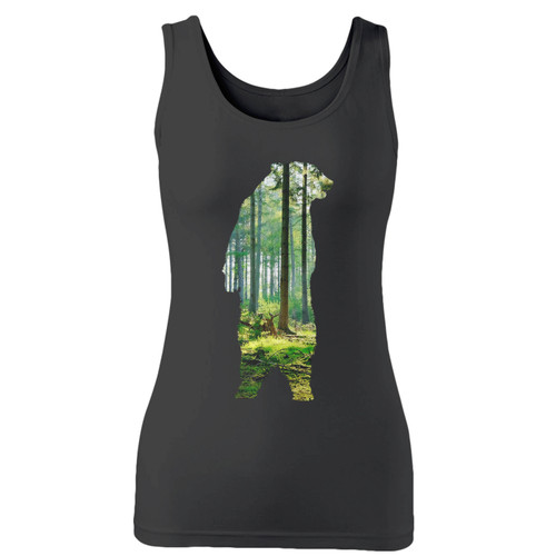 High quality print of this slim fit bear forest women tank top will turn heads. And bystanders won't be disappointed - the racerback cut looks good one any woman's shoulders.