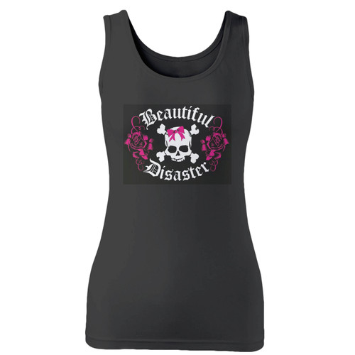 High quality print of this slim fit beautiful disaster women tank top will turn heads. And bystanders won't be disappointed - the racerback cut looks good one any woman's shoulders.