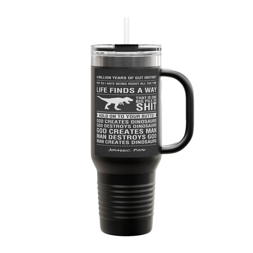 Jurassic Park Quotes Life Finds A Way Insulated Travel Mug