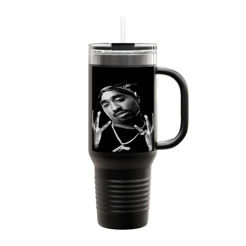 King 2Pac Tupac Singer Insulated Travel Mug
