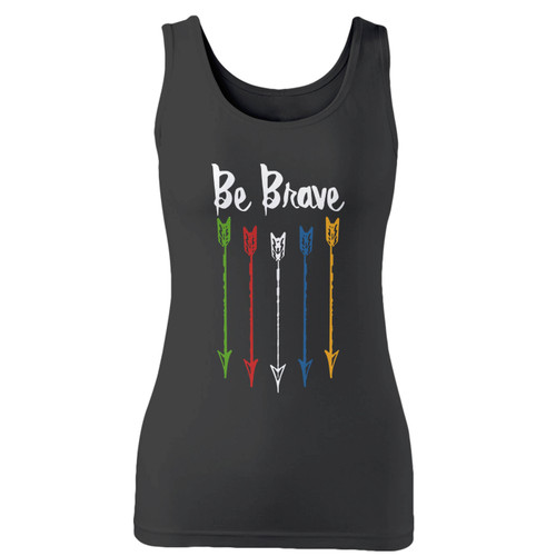 High quality print of this slim fit be brave multi color arrows women tank top will turn heads. And bystanders won't be disappointed - the racerback cut looks good one any woman's shoulders.