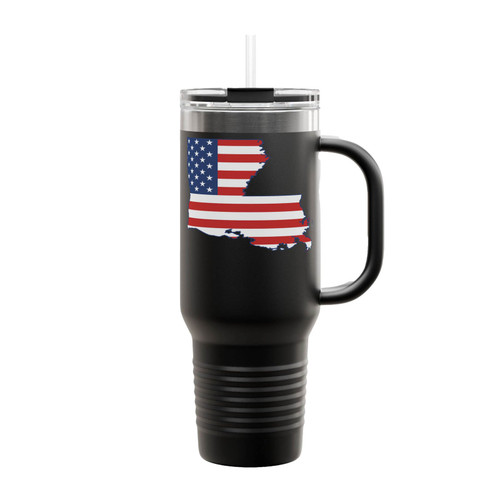 Louisiana American Flag Insulated Travel Mug