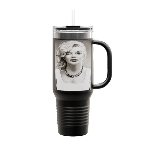 Marilyn Monroe Black And White Art Insulated Travel Mug