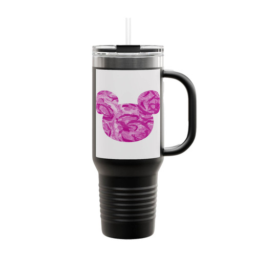 Mickey Mouse Head Purple Swirls Insulated Travel Mug