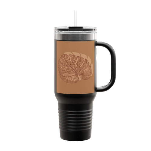 Monstera Line Art Insulated Travel Mug