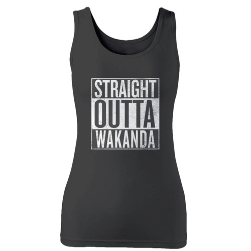 High quality print of this slim fit black panther straight outta wakanda women tank top will turn heads. And bystanders won't be disappointed - the racerback cut looks good one any woman's shoulders.