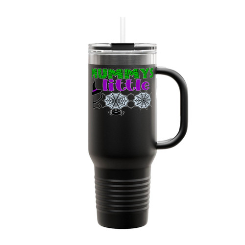 Mummys Little Boo Halloween Spider Web Witch Hat Mommys Cute Boo Pumpkin Nightmare Insulated Travel Mug