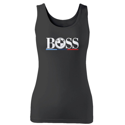 High quality print of this slim fit bmw boss logo car racing women tank top will turn heads. And bystanders won't be disappointed - the racerback cut looks good one any woman's shoulders.