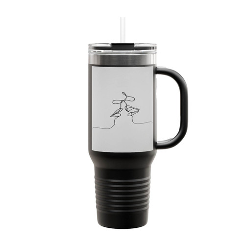 One Line Drawing Kiss Insulated Travel Mug