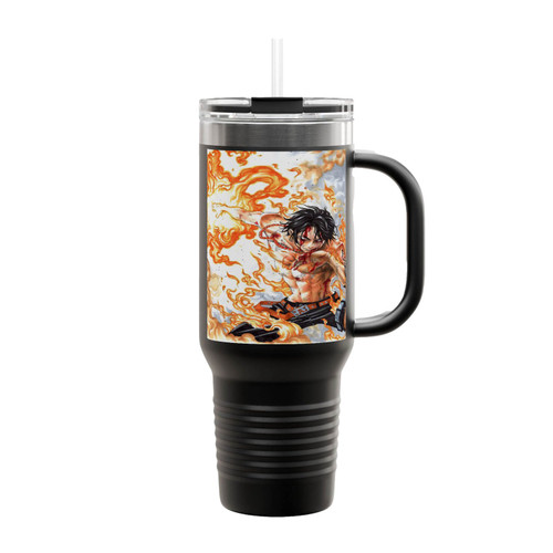 One Piece Ace Angry Insulated Travel Mug