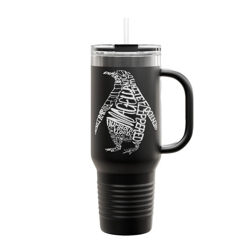Penguin Word Art Typography Insulated Travel Mug