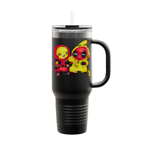 Pikachu Pokemon And Deadpool Pikapool Insulated Travel Mug