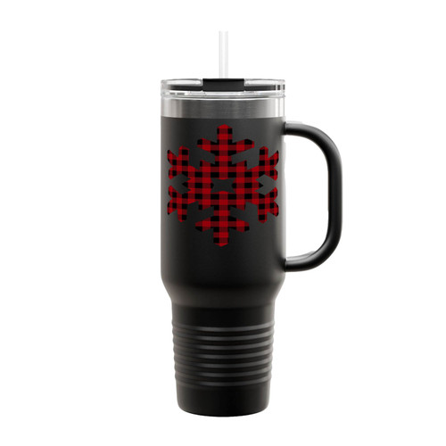 Plaid Snowflake Insulated Travel Mug