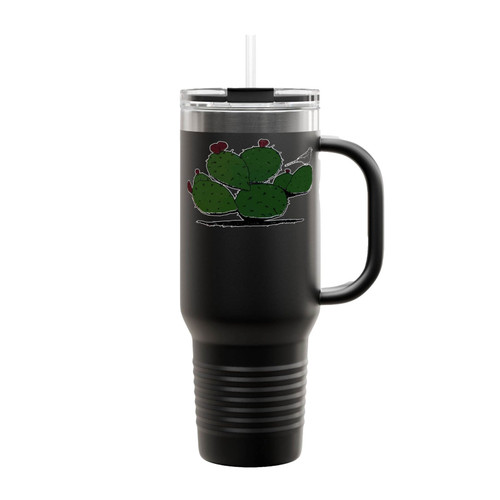 Prickly Pear Cactus Art Print Illustration Insulated Travel Mug