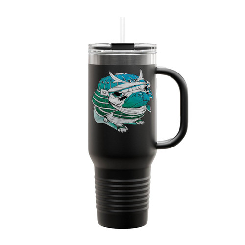 Pug Samurai Hipster Human Retro Insulated Travel Mug