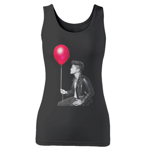 High quality print of this slim fit bruno mars balloon women tank top will turn heads. And bystanders won't be disappointed - the racerback cut looks good one any woman's shoulders.