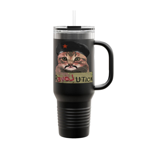 Revolution Love Kitten Funny Che Guevara Cat Activist Insulated Travel Mug