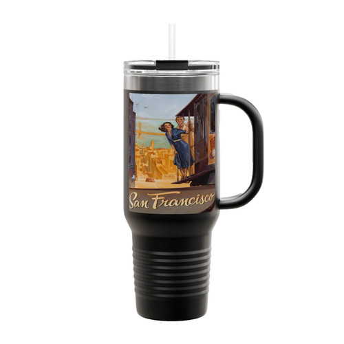 San Francisco Art Vintage Painting Insulated Travel Mug