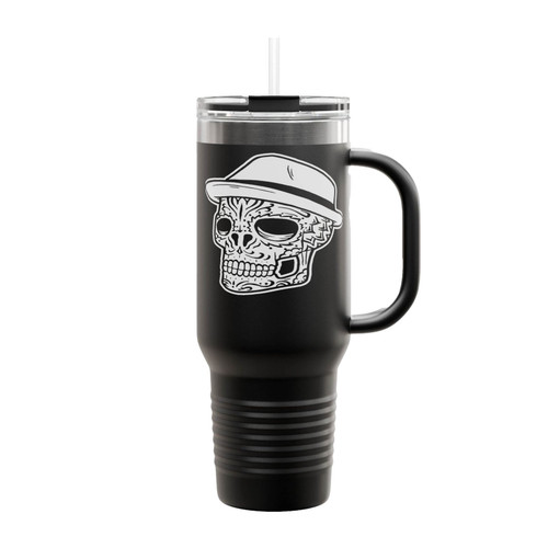 Skull In The Fedora Hat Insulated Travel Mug