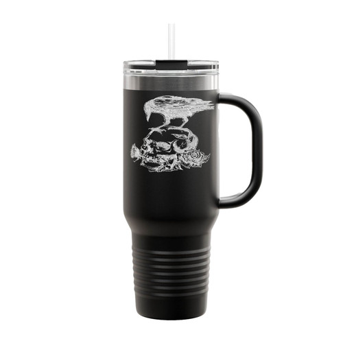 Skull Roses Crow Tattoo Insulated Travel Mug