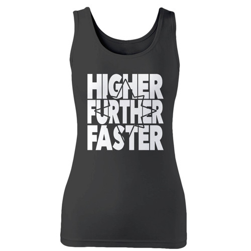 High quality print of this slim fit captain marvel avengers higher further faster 2 women tank top will turn heads. And bystanders won't be disappointed - the racerback cut looks good one any woman's shoulders.