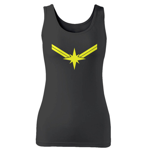 High quality print of this slim fit captain marvel movie logo 1 women tank top will turn heads. And bystanders won't be disappointed - the racerback cut looks good one any woman's shoulders.