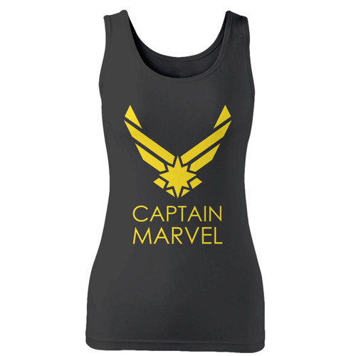 High quality print of this slim fit captain marvel custom women tank top will turn heads. And bystanders won't be disappointed - the racerback cut looks good one any woman's shoulders.