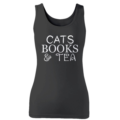 High quality print of this slim fit cats books and tea women tank top will turn heads. And bystanders won't be disappointed - the racerback cut looks good one any woman's shoulders.