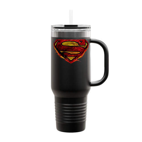 Superman Fire Logo 1 Insulated Travel Mug
