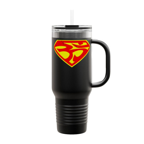 Superman Super Ohm Aum Om Symbol Insulated Travel Mug