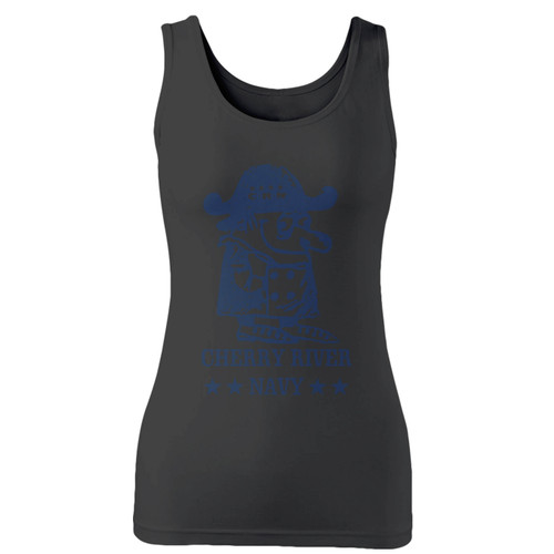 High quality print of this slim fit cherry river navy women tank top will turn heads. And bystanders won't be disappointed - the racerback cut looks good one any woman's shoulders.